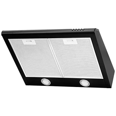 Image de 4big.fun Hotte aspirante CH591BL6 encastrée Conduit / recyclage 60 cm de large Couleur : noir Boîtier en acier inoxydable Éclairage LED [Classe énergétique C]