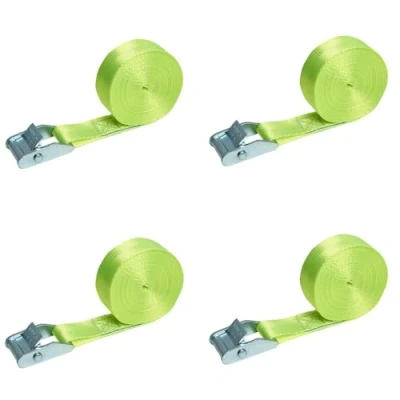 Image de Lot de 4 Sangles d&#039;arrimage m avec Boucle Serrage Jaune Sangle Fixation Rapide 25 mm Large en Une Seule pièce 350 daN