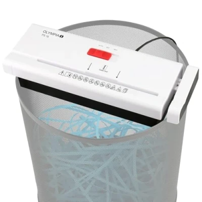 Image de Olympia Support de déchiqueteuse documents PS 16 avec bande découpée (niveau sécurité P2, 6 feuilles 80 g/m², bras télescopique, papier pour corbeille à papier, mobile bureau) blanc