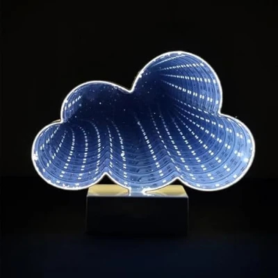 Image de xiao lumière de nuit miroir 3D, Tunnel infini, LED 3D Mirror Light Ligh (Le nuage blanc)