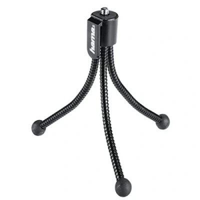 Image de Hama Flexi M Mini trépied 1/4 Pouce Hauteur de Travail=7 10 cm Noir pour Smartphones et GoPro
