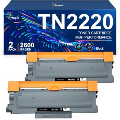 Image de 7Magic TN2220 Cartouche de Toner Compatible pour Brother TN2010 MFC 7360N DCP 7055 HL 2130 7060D 7460DN 2240 2250DN 7070DW 7055W FAX 2840 (Noir, 2 Pack)