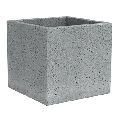 Image de Scheurich C Cube Pot à Plantes, Plastique, Gris Pierre., 38x38 cm, Höhe 33 cm