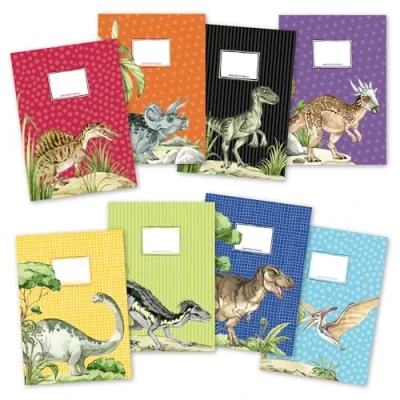 Image de Papierdrachen Lot de 8 enveloppes qualité supérieure en papier pour enfants A4 Motif monde des dinosaures Protège cahiers idéal l&#039;école 250 g/m² numéro 16