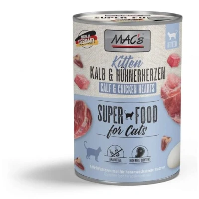 Image de Mac&#039;s Nourriture pour chat sans céréales chatons, veau et cœurs de poulet, 6 x 400 g