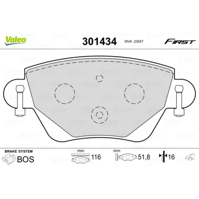 Image de VALEO 301434 Jeu de plaquettes frein FIRST Essieu arrière contact signal d&#039;usure exclu sans tôle anti bruit FORD: MONDEO 3 Stufenheck