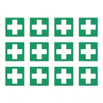 Image de Lot de 12 autocollants premiers secours E003 DIN EN ISO 7010/ASR A1.3 2,5 cm