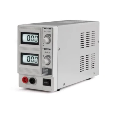 Image de Velleman Alimentation de laboratoire, réglable, 0 15 VCC/0 3 A, limitation courant, protection contre les courts circuits, double affichage LCD, gris