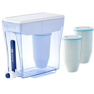 Image de ZeroWater Pack Carafe filtrante d&#039;eau 4,7 L avec 3 Cartouches de filtre à eau rechange et Indicateur qualité d&#039;eau, sans BPA certifié pour réduire Le Plomb Les Autres métaux Lourds
