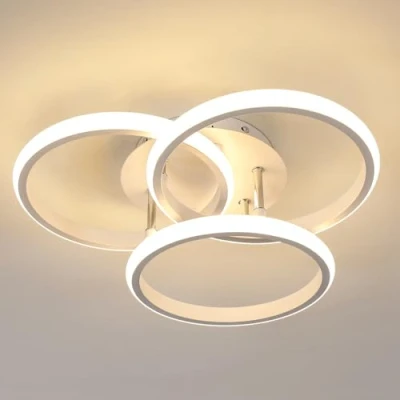 Image de Comely Plafonnier LED Moderne 40CM, 40W 4500LM Lampe de Plafond Chambre Rond Lumiere Chaude 3000K, Luminaire Blanc en Aluminium pour Salon, Cuisine, Salle à Manger