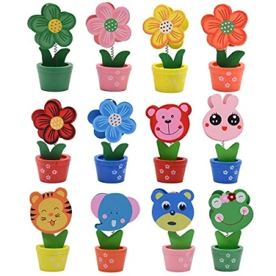 Image de Lot de 12 supports photo créatifs en bois avec base pour pot fleurs, nom table, numéro décoration fête, porte cartes, photos, mémos, notes