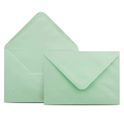 Image de Colours 4 you Lot de 100 Enveloppes DIN C6 Vert menthe 11,4 x 16,2 cm avec rabat pointu à collage humide g/m² sans fenêtre
