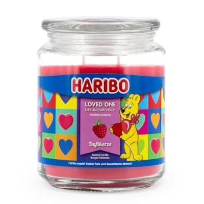 Image de Haribo Loved One bougie parfumée fruitée Longue durée de combustion (100 h) Cadeaux pour femme Grande (510 g)