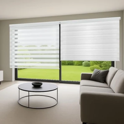 Image de Store Enroleur Jour Nuit Double Tissu éleegant Facile à Montage Idéal pour fenêtres intérieures Les Stores et Donne Une adaptabilité Entre la lumière Le Noir STORESDECO Blanc 180x180 cm