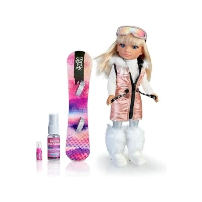 Image de Nancy Snow Fashion Une Journée à la Neige poupée skieuse avec des Cheveux blonds et mèches Roses, Un Snowboard Tenue Glamour argentée Talla únicaMulticolore