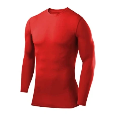 Image de PowerLayer T Shirt de Compression Manches Longues pour Football/Running Tee Sport Col Rond Homme Rouge (Ancien), L
