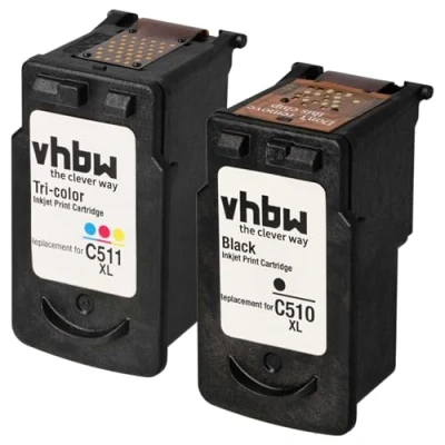 Image de vhbw 2X Kits Cartouche d&#039;encre Compatible avec Canon Pixma MP480, MP490, MP492, MP495, MX320, MX330, MX340, MX350, MX360 comme CL 511,PG 510,PG 510XL