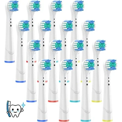 Image de Brossette de Rechange Compatible pour Braun Oral b Têtes Brossettes Brosse Embout Precision Floss Cross Action Clean Générique Sensitive à Dents Électrique Pack 16 Blanc
