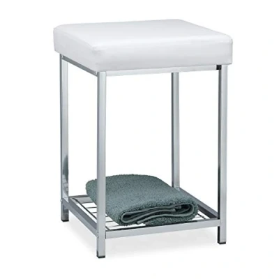Image de relaxdays Tabouret rembourré, Petit siège, carré, Repose Pieds avec Rangement, Salle de Bain, HLP 47 x 33 cm, Blanc 1 élément 10024633_49