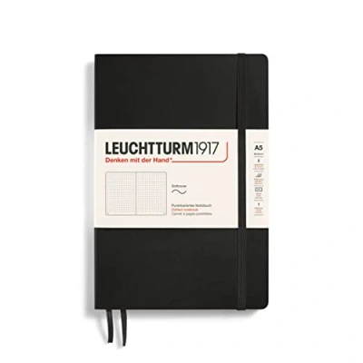 Image de LEUCHTTURM1917 324804 Carnet de notes Medium (A5), couverture souple, 123 pages numérotées, Noir, pointillés