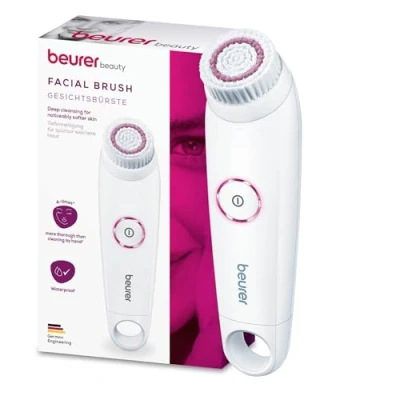 Image de Beurer FC 45 Brosse nettoyante pour le visage, étanche (IPX 7), 2 vitesses, nettoyage en profondeur doux, rotation à niveaux, embout de brosse, piles incluses