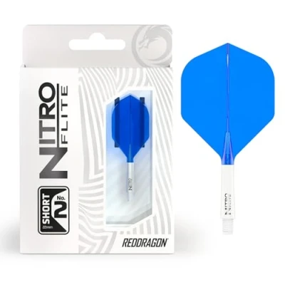 Image de RED DRAGON Fléchettes Nitro Flite Système de Flight &amp; Shaft Intégré Forme et design n2 Couleur blanc bleu Longueur courte