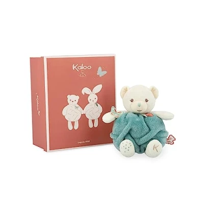 Image de KALOO Plume Bulle d&#039;amour Ours Vert en Peluche Tout Doux 23 cm Petit Doudou Bébé Développe Le Toucher Jolie Boîte Cadeau Personnalisable Dès la Naissance, K214000