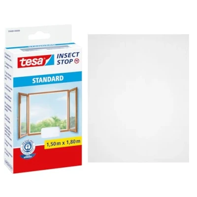Image de Tesa 55680 00000 01 Moustiquaire pour fenêtre Standard Blanc 1,5 m : 1,8