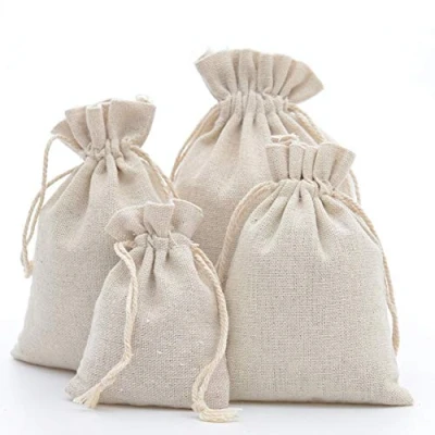 Image de DAHI 25pcs Petits Sacs en Tissu Sachet Coton 15x20cm Sac Toile de Jute Pochette Cordon Bijoux Cadeaux Thé Reutilisable