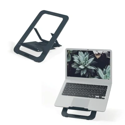 Image de LEITZ Support pour Ordinateur Portable 10&quot; à 17&quot; avec Hauteur &amp; Angle Réglables et 5 Pré réglages, Format Compact, 63% Plastique Recyclé 100% Recyclable, Gamme Ergo, Coloris Gris Foncé 63460089