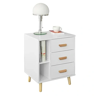Image de SoBuy FBT95 W Table d’Appoint Bout de Canapé Chevet Nuit avec 3 tiroirs et 2 étagères Rangement 48x40x60 cm