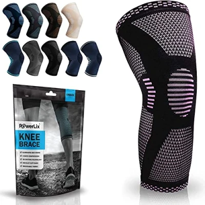 Image de POWERLIX genouillère pour femmes/hommes, sport l&#039;arthrite les douleurs articulaires, lésions ligamentaires, déchirures du ménisque, tendinites, sports, Rose, XXL