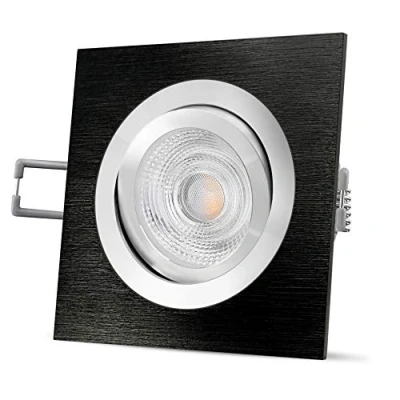 Image de SSC LUXon QF 2 Spot LED encastrable orientable en noir carré avec GU10 3,5 W Blanc chaud
