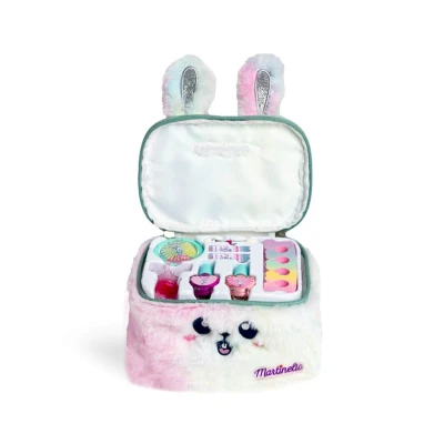 Image de MARTINELIA Vanity Maquillage Lapin En Fausse Fourrure Coffret Enfant Set Beauté Fille Vernis à Ongles, Rouge Lèvres, Fards Paupières &amp; de Rangement Cadeau