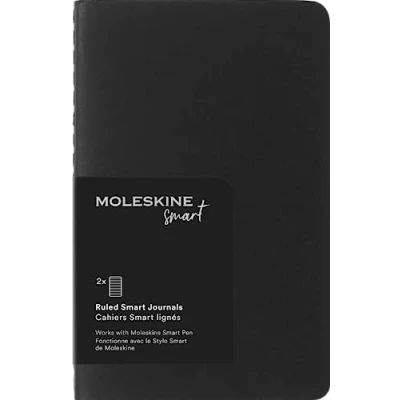 Image de Moleskine Smart Cahier Journals Ensemble de 2 Cahiers Numériques avec Pages Lignées, Compatibles Stylo Pen +, Couverture en Carton, Format Poche 9 x 14 cm, Noir, 64