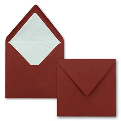 Image de FarbenFroh de GUSTAV NEUSER 100x enveloppes carrées 16 x cm en rouge foncé (rouge) avec doublure soie blanche sans fenêtre et colle humide pour cartes d&#039;invitat
