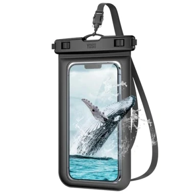 Image de YOSH Pochette Étanche Smartphone, IPX8 Etanche pour iPhone 16 15 14 13 12 11 Pro Max XS XR X SE, Samsung S24 S23 S22 A15 A55, Xiaomi Redmi, Housse Téléphone Jusqu&#039;à 6.8 Pouces Noir
