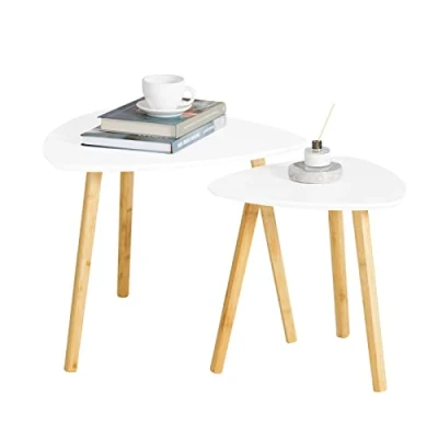 Image de SoBuy FBT74 W Tables Basses Gigognes Table café d&#039;Appoint Basse Guéridon Set de 2