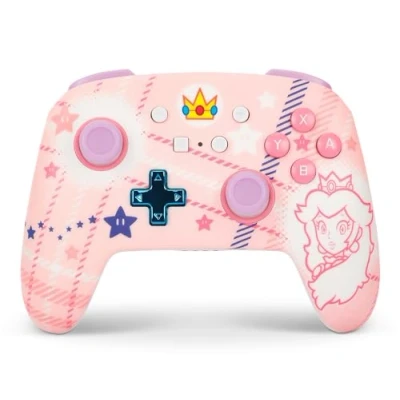 Image de manette sans fil améliorée PowerA pour Nintendo Switch, modèle OLED et Switch Lite, accessoire de jeu, gaming, Bluetooth, sous licence officielle Mario: Princess Peach