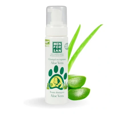Image de MENFORSAN Shampooing Mousse à l&#039;Aloe Vera pour Chats 200ml,Nnettoie sans Utiliser d&#039;eau, avec de 100% Naturel