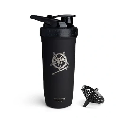 Image de Smartshake Rockband Reforce Shaker protéiné en acier inoxydable 700 ml Couvercle étanche à visser Sans BPA Non isolé Unisexe Logo Slayer, South of Heaven sur la bouteille