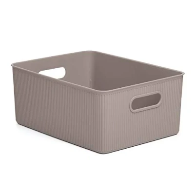 Image de TATAY Panier de Rangement Rectangulaire Baobab, Capacité 15 L, Polypropylène, Sans BPA, Taupe. Mesure 29,4 x 38,5 16 cm