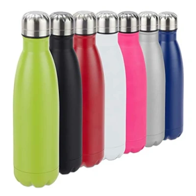 Image de Relaxdays Gourde inox bouteille eau acier inoxydable 0,5 litre isotherme froid chaud, vert