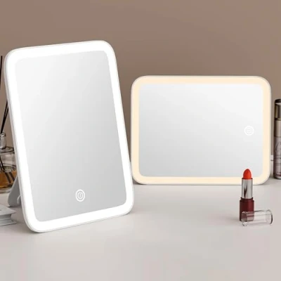Image de Auxmir Miroir Maquillage Lumineux USB Rechargeable, sur Pied avec 37 Lumières LED Ecran Tactile de Table, 3 Modes D&#039;élairage, Rotation 180 , Table pour Chambre