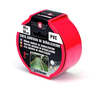 Image de TARGET C13R3350 Ruban de Marquage Adhésif 33 m 50 mm Sols Avertissement Signalisation Sécurité Rouge