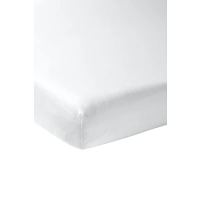 Image de Meyco Home Basic Jersey Uni, Drap pour 1 Personne (Drap avec qualité Doux, 100% Coton, Ajustement Parfait grâce à Un Cordon élastique Tout Autour, Respirant, Taille : 120 x 200 cm), Blanc