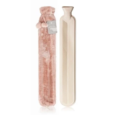 Image de Revitale Bouillotte extra longue avec housse en fourrure souple pompons 72 cm 2 L