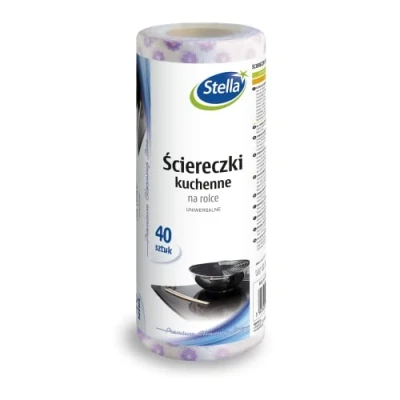 Image de Stella Lot de 40 torchons cuisine qualité supérieure Lavables Très absorbants Couleur : blanc avec fleurs violettes Fabriqué dans l&#039;UE