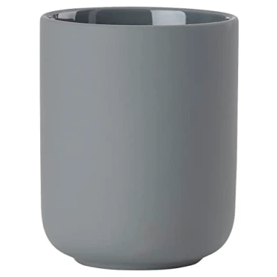 Image de Zone Denmark Gobelet Brosse à Dents Ume Salle de Bain, Porte Grés D8,3cm H10,3 cm ÉLéGant &amp; Design Minimaliste scandinave Gris
