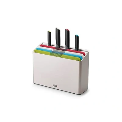 Image de Joseph Folio Icon, Ensemble de 8 Couteaux et Planches à Découper Cuisine, Antidérapantes, Code Couleur avec étui Rangement, Grand, Acier Inox/Multicolour